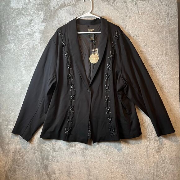Torrid Empire Collab‎ Faux Lace Up Ponte Blazer Black Size 5X New Goth Glam - Picture 1 of 6
